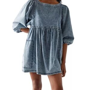 Free People Get Obsessed Cotton Denim Mini Dress